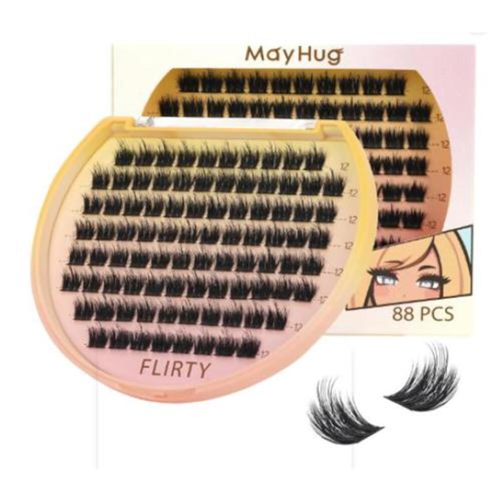 MayHug Lash Cluster Eyelash Extensions, 88 Clusters, Soft Volume (Flirty,12mm)